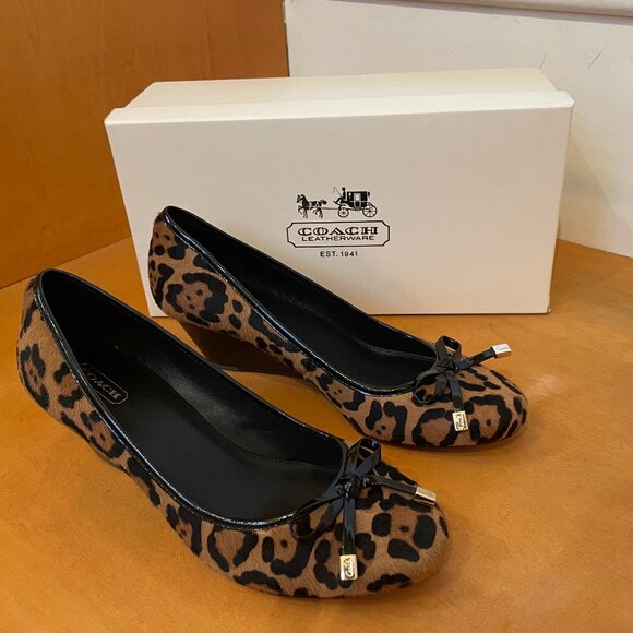 Coach Women's Sz 9M Ocelot print wedge low heels. Never worn outside! - Picture 1 of 7